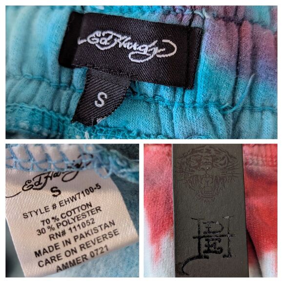 NWT  Ed Hardy Skull Dagger Tie Dye Jogger Pants Sz S - Picture 8 of 9